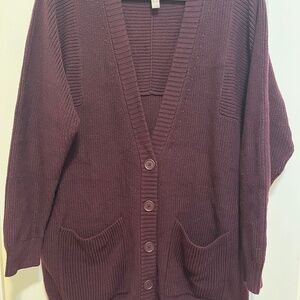 Athleta West End oversized knit  cardigan maroon size Large